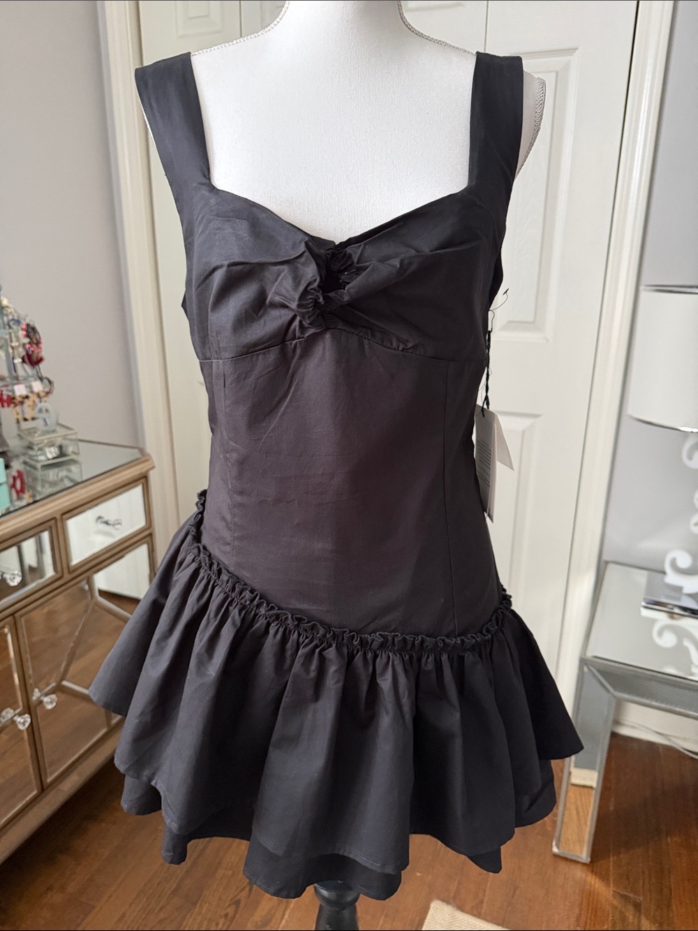 Grand Street Studios Black Ruffle Hem Fit-and-Flare Mini Dress NWT XL Just Fab!